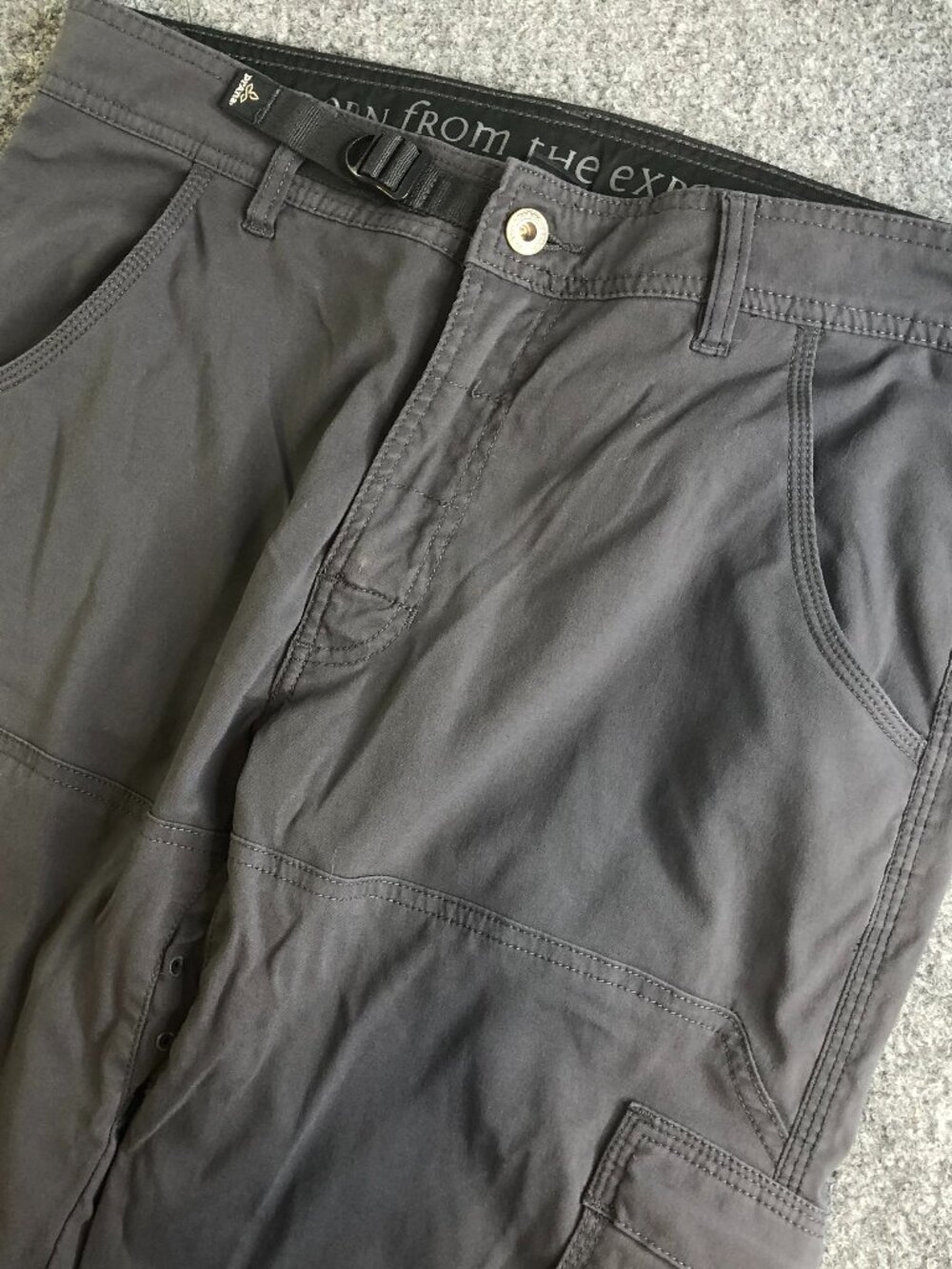 Prana Pants Mens 32x30 Gray Straight Stretch Zion Hiking Roll Up Snap